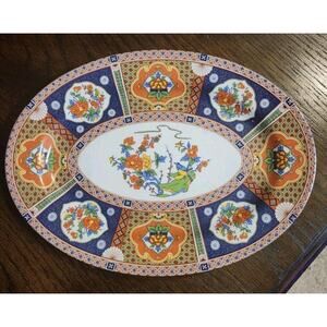 Vintage Melamine Ware Red Floral And Bird Design Serving Platter